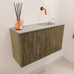Mondiaz Joya DLux 70cm toiletmeubel dusk met wastafel faye rechts zonder kraangat glace