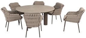 4 Seasons Outdoor Montera dining set terre met Arizona tafel met rond keramisch blad Ø 160 cm  TuinsetTuinstoel    bruin weerbestendig