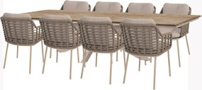 Taste by 4 Seasons Puglia tuinset latte met Minerva tafel met Robusto teak blad 280 cm Tuinset   taupe weerbestendig