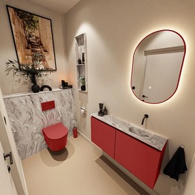 Mondiaz Ture DLux toiletmeubel 100cm fire met wastafel glace rechts zonder kraangat