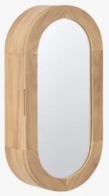 Ovale Wandkast 35x70 Cm Voor Badkamer In Teakhout Met Spiegel Ian Licht Teakhout - Sklum