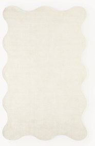Handgeweven viscose vloerkleed Wavy met golvende rand