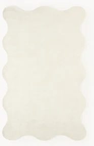 Handgeweven viscose vloerkleed Wavy met golvende rand
