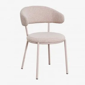 Set Van 4 Eetkamerstoelen In Verilo Bouclé Stof Bouclé Roze - Sklum