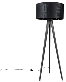 Vloerlamp tripod zwart met kap zwart 50 cm - Tripod Classic Modern E27 rond Binnenverlichting Lamp