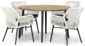 Tuinset Ronde Tuintafel 4 personen 130 cm Rope Wit Lifestyle Garden Furniture Advance/Montana