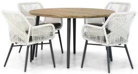 Tuinset Ronde Tuintafel 4 personen 130 cm Rope Wit Lifestyle Garden Furniture Advance/Montana