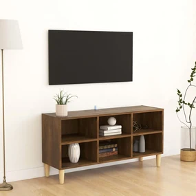 vidaXL Tv-meubel met houten poten 103,5x30x50 cm bruineikenkleurig