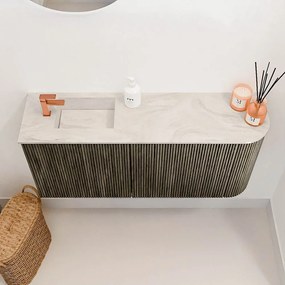 Mondiaz Joya DLux 90cm toiletmeubel ronding rechts shadow met wastafel faye links 1 kraangat ostra
