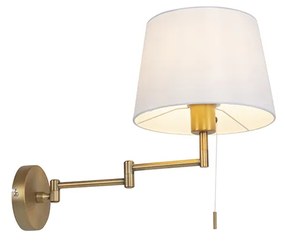 Stoffen Smart wandlamp met dimmer brons met witte kap incl. Wifi A60 - Ladas Deluxe Modern E27 rond Binnenverlichting Lamp