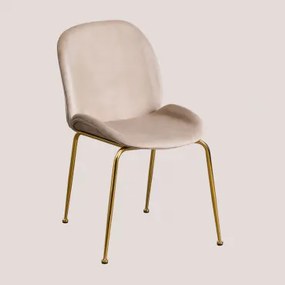 Set Van 2 Pary Fluwelen Eetkamerstoelen Gris Too & Goud - Sklum