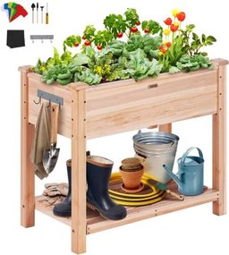VEVOR verhoogde plantenbak van hout met plank, bloembak, draagvermogen 75 kg, tuinbak, terrasmoestuin, tuinbed, plantbed 86x46x76cm, ideaal voor het kweken van groenten, fruit en kruiden
