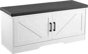 VEVOR Schoenenrekbank (1000 x 355 x 460 mm), Halbank met Gevoerd Zitkussen en 2 Schuifdeuren, Schoenenrek (Laadvermogen 136 kg), voor Hal Woonkamer Slaapkamer Zwart Wit