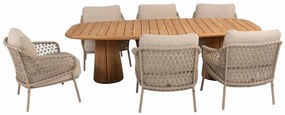 4 Seasons Outdoor Sardinia low dining set latte met Capri low barrel tafel  Tuinset    beige weerbestendig