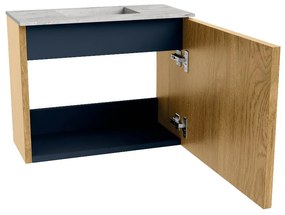 Mondiaz Joya DLux 50cm toiletmeubel oak met wastafel faye midden zonder kraangat glace