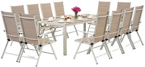 Aluminium tuinmeubelen met grote Polywood Verona tafel voor 12 personen Garden Point beige