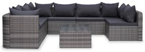 vidaXL 8-delige Loungeset met kussens poly rattan grijs
