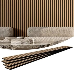 VEVOR akoestische panelen, akoestische panelen, 2400 x 200 mm, MDF accenthouten wandpanelen voor moderne binnenmuurdecoratie, imitatiehouten wandpanelen voor geluidsreductie, licht eiken, set van 4