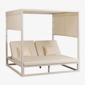 Liggend Balinees Bed In Aluminium En Nasau-stof Gardenia Wit - Sklum