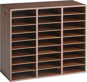 VEVOR Houten documentenbak/bureau-organizer met 27 vakken, bruin, opbergbak voor standaard A4-documenten, dossiers en papier, met verstelbare planken voor kantoor, thuis en in de klas, MDF