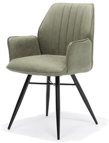 Eetkamerstoel Clark | lederlook Soft groen