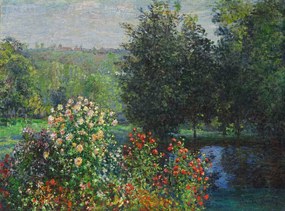 Kunstreproductie The Rose Bushes in the Garden at Montgeron (1876), Claude Monet