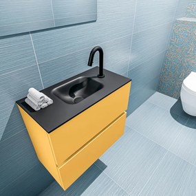 Mondiaz Ada 60cm toiletmeubel ocher met wastafel urban midden 1 kraangat