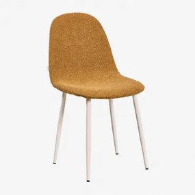 Gestoffeerde Eetkamerstoel Glamm Beige – Crème & Bouclé Honinggeel & Bouclé - Sklum