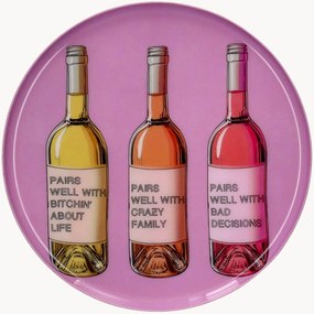 Handgemaakt decoratief dienblad Love Trays, motief: wijnflessen