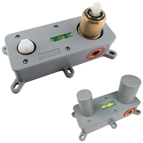 Brauer Stripe inbouw wastafelkraan ColdStart met gebogen uitloop en afdekplaat model A1 gunmetal geborsteld PVD