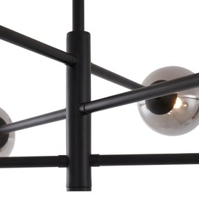 Moderne plafondlamp zwart met smoke glas 6-lichts - Ryan Modern G9 bol / globe / rond Binnenverlichting Lamp