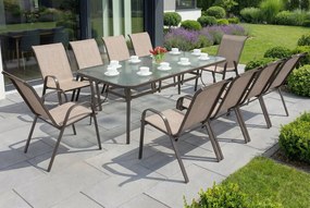 Stalen dining tuinmeubelen Modena voor 10 personen met grote tafel Garden Point bruin