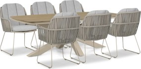 Tuinset 6 personen 220 cm Rope Taupe Domani Furniture Trivento/Camila