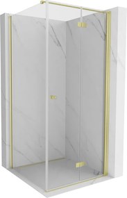 Mexen Mist-F vouwbare douchecabine rechts 80 x 80 cm, transparant, goud geborsteld - 8A6T-080-080-55-00-P