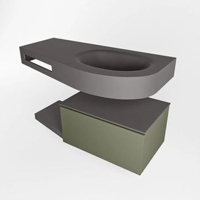 Mondiaz Riva badmeubel 100cm Army met 1 lade en wastafel rechts 1 kraangat Dark Grey