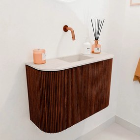 Mondiaz Joya DLux 65cm toiletmeubel ronding links/rechts ruby met wastafel faye midden zonder kraangat meli