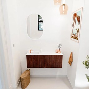 Mondiaz Joya 100cm toiletmeubel ruby met wastafel faye links 1 kraangat talc