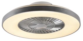 Plafondventilator met lamp zilver met ster effect 60cm incl. LED dimbaar met afstandsbediening - Climo Design rond Binnenverlichting Lamp