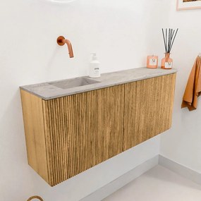 Mondiaz Joya DLux 100cm toiletmeubel ronding rechts oak met wastafel faye links zonder kraangat glace
