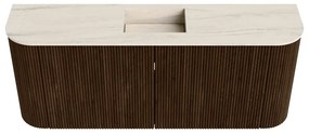 Mondiaz Joya DLux 105cm toiletmeubel ronding links/rechts walnut met wastafel faye midden zonder kraangat meli
