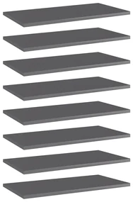vidaXL Wandschappen 8 st 60x30x1,5 cm spaanplaat hoogglans grijs