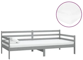 vidaXL Slaapbank met matras massief grenenhout grijs 90x200 cm