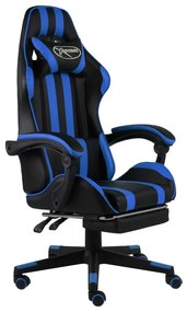 vidaXL Racestoel met voetensteun kunstleer zwart en blauw