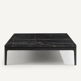 Salontafel, zwart marmer en massief eiken, Helda, ontwerp Emmanuel Gallina