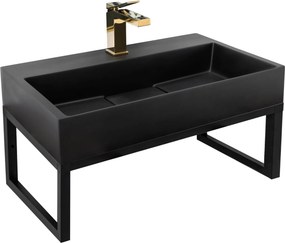 CONGLOMERATE TOP WASTAFEL GOYA ZWART MAT 60CM FRAME