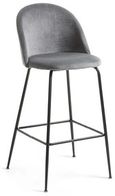 Kave Home Ivonne Fluwelen Design Barstoel Grijs