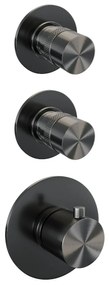 Brauer Gunmetal Edition complete inbouw regendouche met staafhanddouche, plafondarm en hoofddouche 20cm set 5 gunmetal geborsteld PVD