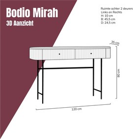 Sidetable Ribbel Hout 120 Cm - 120 X 35cm.
