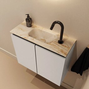 Mondiaz Ture DLux toiletmeubel 60cm linen met wastafel frappe midden met kraangat