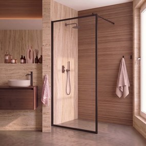 Saniclear Block douchewand mat zwart 100x200cm anti-kalk 8mm